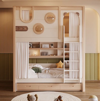 Lit superposé avec toboggan, lit superposé en bois pour enfants avec escalier, fenêtre et armoire pour garçons ou filles