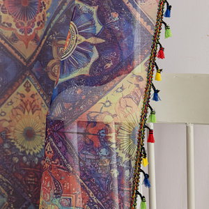 Voiles de fenêtre bohème marocain en diamant-Voiles en polyester aspect fait main avec frange détachable - Product Image 4