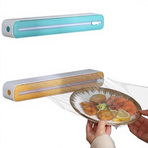 2 In 1 Food Film Dispenser Wrap Dispenser With Cutter <b>Storage</b> <b>Box</b> Aluminum Foil Stretch Film Cutter <b>Kitchen</b> Accessories - Product Image 1