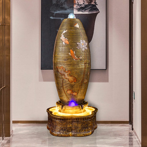 Fontaine d'eau coulante de style européen avec rétroéclairage, ornement décoratif sur pied pour salon, bureau, Feng Shui - Product Image 1