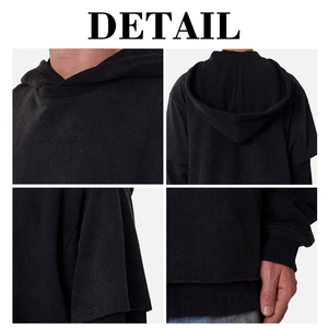 Sweat-shirts à capuche unisexes personnalisés en coton jersey double couche pour hommes et femmes, effet délavé, vente en gros d'usine - Product Image 6