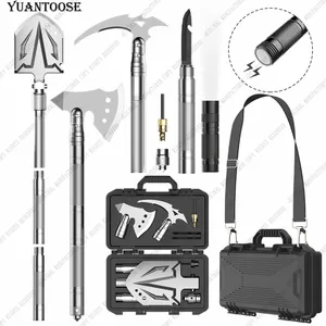 Adjustable Survival Shovel Axe Combos Kit Multitool Camping Tool Axe Shovel Tool Box For Outdoor Adventure