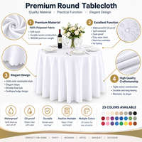 Nappe Ronde pour Mariage 180GSM Polyester Imperméable Anti-Taches Housse de Table pour Banquet Hôtel Événement Restauration