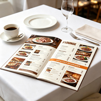 Menu de restaurant personnalisé en papier couché pliable, impression couleur, liste de prix vintage pour salon de restauration avec photos des plats