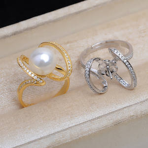Bague ouverte en argent S925 Wenchi, édition Éclair, pour perle 12-13, ensemble vide DIY, accessoires de bijoux, Chine 16874 - Product Image 1