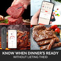 Thermomètre à viande WiFi sans fil avec surveillance à distance et alarme pour grillades, barbecue et four