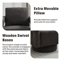 Fauteuil d'appoint moderne en bouclette, dossier ouvert, rembourré, pivotant à 360 degrés, pour salon et chambre à coucher