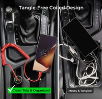 Câble USB enroulable, cordon de données télescopique, câble de charge rétractable, cordon anti-emmêlement pour voiture, téléphone, tablette