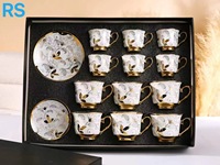Nouvelles tasses à café en céramique exquises pour l'heure du thé, avec soucoupe, ensembles de tasses à thé avec décor plaqué or
