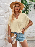 Blusas Casuales de Manga Corta para Mujer, Cuello en V, Ropa de Verano, Blusas y Camisas para Mujer