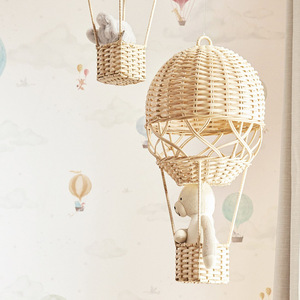 Handmade Woven Rattan Hot Air <b>Balloon</b> Hanging Decor For Baby Kids Room Bedroom Study Home Decoration Off White <b>Round</b> Shape - Product Image 2