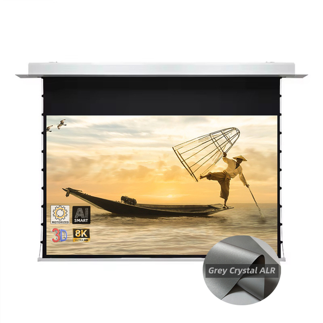 150inch 16:9 Grey Crystal Electric Hidden Recessed ALR Ambient Light Rejecting In-Ceiling AI Smart Motorized Projection Screen