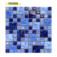 Carrelage de piscine en mosaïque cristal de couleur bleue, haute qualité, 300x300mm, à mosaïque fine, bon prix