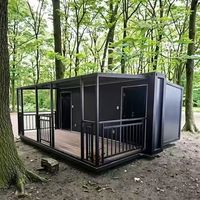 Casa Contenedor Expandible de Estructura de Acero Resistente, Casa Móvil Modular Prefabricada con Terraza para Vivir al Aire Libre