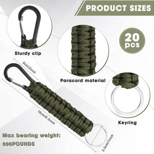 KongBo 4mm <strong>Paracord</strong> Keychain With Carabiner Manufacturer <strong>Charm</strong> Keychain 550lb &amp; 350lb Wholesale Supplies for Camping &amp; Hiking - Product Image 6