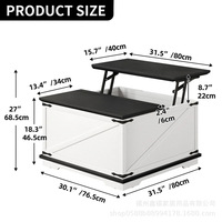 Nouvelle table basse carrée moderne en chêne sur mesure, style campagnard, avec espace de rangement dissimulé, adaptée au salon