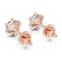 Pendientes de Diamantes Cultivados en Laboratorio con Corte Solitario Esencial de 0.50-5.00ct, Certificados por IGI, Oro Sólido de 14K con Cierre de Rosca Seguro