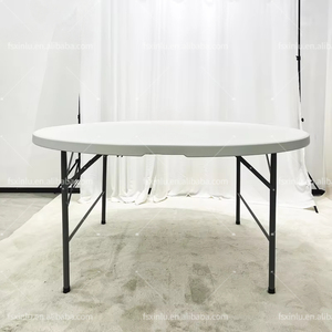 <strong>White</strong> Round Plastic Foldable Wedding Banquet <strong>Table</strong> Dining Hotel Park <strong>Hall</strong> Farmhouse Mall Events Folding <strong>Tables</strong> and Chairs - Product Image 2