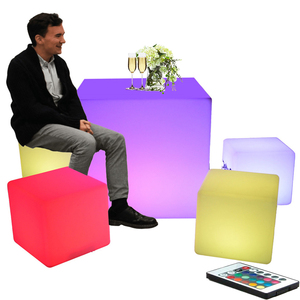 Taburete de Bar con Luz LED de Plástico para Jardín Exterior de 40 cm, Muebles con Luz LED para Salón, Discoteca, <span class=keywords><strong>Bistro</strong></span> - Product Image 1
