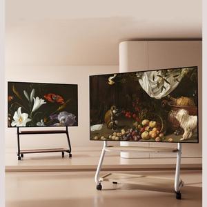 SR-R5B حامل أرضي تصميم فني حديث مكتب منزلي استخدام شاشات الكريستال السائل بلازما موبايل عربة تلفزيون مع عجلات - Product Image 5