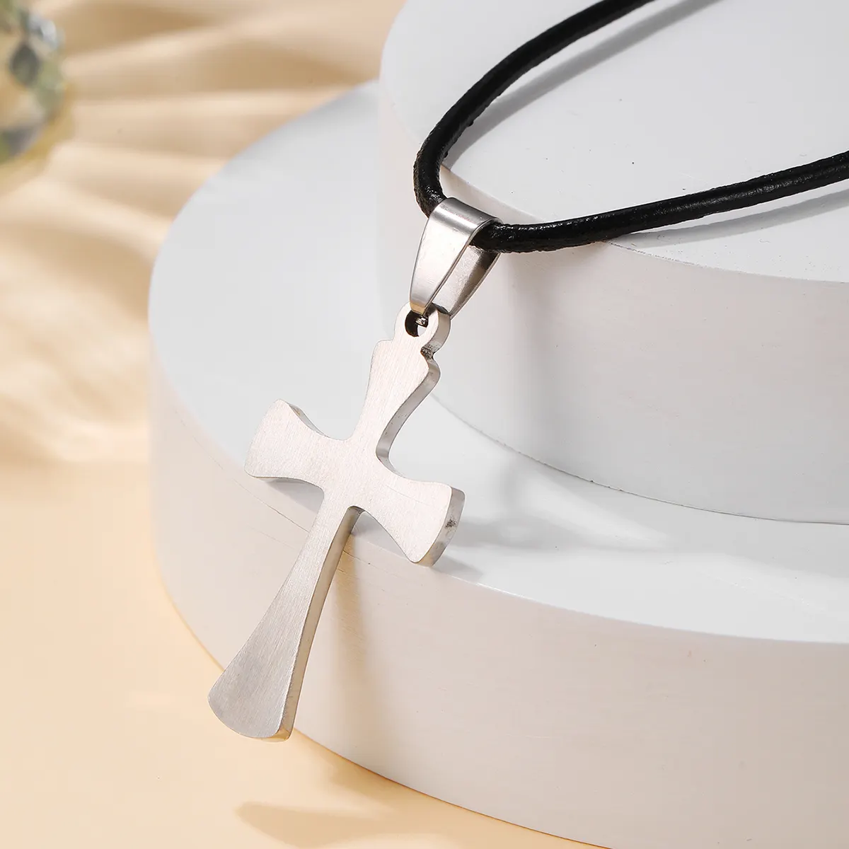 Collar cruzado de plata para hombre, Gargantilla con colgante de Cruz para oración, regalo de joyería personalizado OEM de acero inoxidable