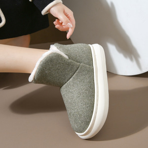 Chaussures d'hiver en coton pour femmes semelle épaisse pantoufles de maison antidérapantes; bottes en coton pour hommes pour le bureau usage domestique chaud pour les deux Couples - Product Image 3