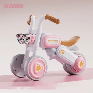 Vélo d'équilibre pour enfants à quatre roues sans pédales, voiture à roulettes pour bébé, jouet de vélo à glissière pour enfants avec musique et lumière - Product Image 1