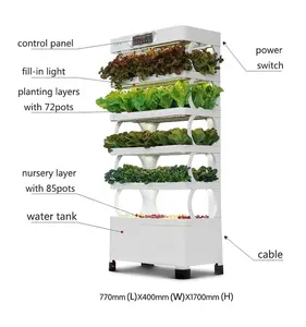 Kit de torre de cultivo hidropônico NFT para plantas com luz LED inteligente para uso interno e jardim, sistema de cultivo hidropônico aeropônico vertical
