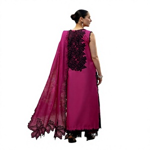 Indian Boutique Roman <b>silk</b> With Multi Thread Sequence work Salwar Kameez Bridal Wedding Festive Ethnic Indian Pakistani Outfit - Product Image 1