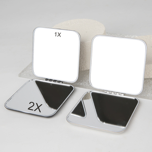 Xách Tay Hai Mặt Bạc Vuông Du Lịch Vẻ Đẹp Nhỏ Gọn Gương 1X Hoa Cho Nam Giới Của Phụ Nữ Sử Dụng Kim Loại Bền Gấp Thiết Kế - Product Image 5