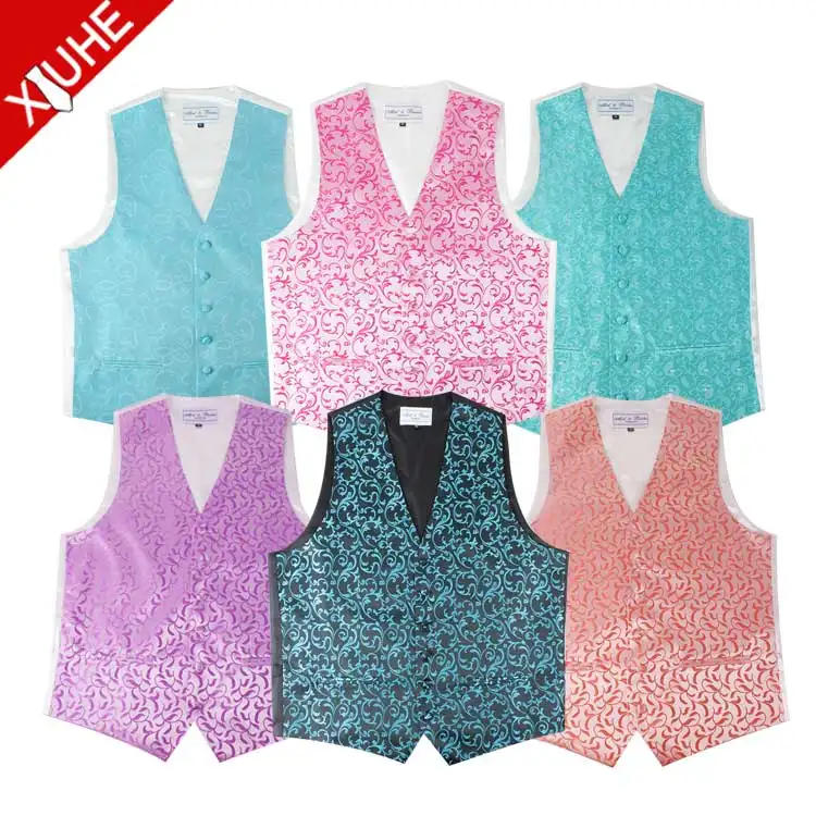 Fashion Design Custom Vest Enkele Breasted Casual Bloemen Vest V-hals Paisley Polyester Custom Vesten