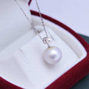 Collier pendentif pour femme en argent S925, perle d'eau douce blanche et violette 11-12mm, forte luminosité, légers défauts, directement de l'usine - Product Image 2