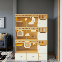 Maison pour chat en bois massif de qualité supérieure, villa de luxe pour chat avec cage en verre, enclos spacieux pour chat, mobilier pour chats d'intérieur