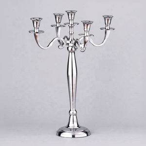 European Handmade Aluminum Creative Silver Candle Stand with <b>Black</b> Tabletop Embossing Printing for Christmas Weddings Home Decor - Product Image 1