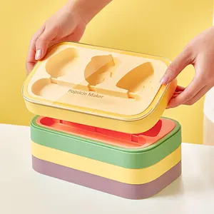 Molde reutilizable para paletas de hielo para niños, herramienta de cocina creativa con palo, PP, 3 unidades
