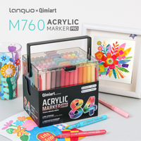 LANGUO 84 Couleurs Marqueurs Acryliques Liquides à Pigments Intenses, Mini Boîte de Couleurs, Kit de Croquis Acuarela Aquarell Tons Complets