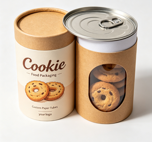 Custom Paper Tube Cookie Packaging with Window Craft Paper Food Grade Round Cylinder Recyclable Four-Color Printing - Product Image 3