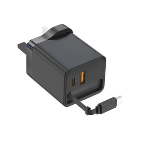 อะแดปเตอร์ชาร์จเร็ว 65W OEM ODM หัวปลั๊กแบบ EU พร้อมสาย Type-C แบบยืดหดได้ USB & USB-C โรงงานผลิต 3-in-1 PD GaN สำหรับโทรศัพท์มือถือ - Product Image 6