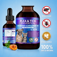 Gouttes de prévention contre les puces et les tiques pour chiens - Supplément liquide riche en protéines, huile de noix de coco, poudre d'ail, soutien immunitaire, absorption rapide