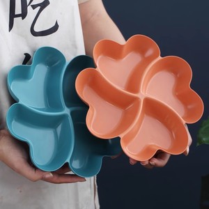 Boîte à bonbons en forme de fleur, en paille de blé, plateau à collation multi-compartiments pour la maison et le bureau, beige, vert, bleu, rose, orange, rouge - Product Image 2
