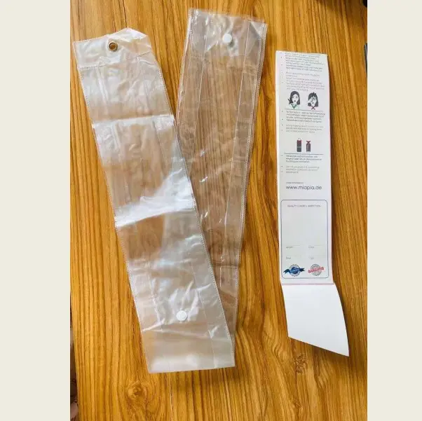 Custom Clear plastic PVC packaging bag hair extension packaging bag with insert card packaging