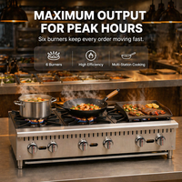 Cuisinière à gaz GPL professionnelle certifiée ETL à six brûleurs en acier inoxydable HLS-6 pour cuisinière à gaz haute productivité