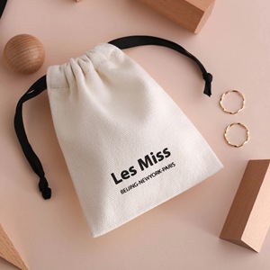 Luxury Custom <b>Drawstring</b> Pouches with Logo Grey Cotton Linen <b>Small</b> Gift <b>Drawstring</b> <b>Bag</b> - Product Image 6