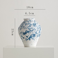 Vase en céramique peint à la main Wabi Sabi rétro créatif pot de poterie hydroponique haut de gamme pour table à manger d'arrangement floral