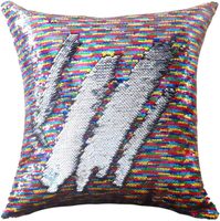 Sequin taie d'oreiller blancs lin matériel Flip réversible décoratif personnalisé coussin jeter oreiller couvre feuilles Sublimation