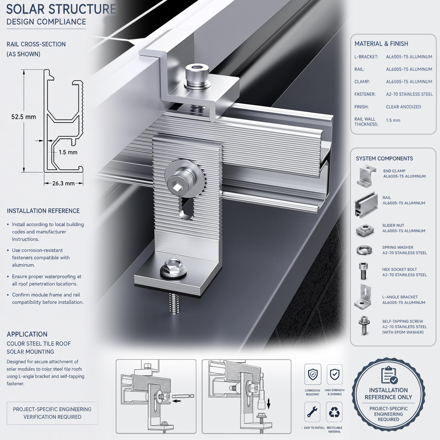 Aluminum Alloy Metal Roof Clamp SUS304 Bolts Non -penetrating Solar Carport Accessories and Installation Components Hardware · image 3