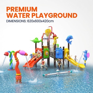 Equipo de Juegos Acuáticos Comerciales para Niños, Área de Juegos Acuáticos al Aire Libre con Cubo Volcable y Toboganes Dobles - Product Image 2