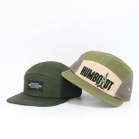 Casquettes de camping 5 panneaux pour hommes avec logo brodé 3D personnalisé, patch tissé, en coton respirant, pour la randonnée et les activités de plein air, à visière plate