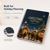 Carnet spirale A5 de qualité supérieure pour la liste de cadeaux de Noël, 50 feuilles lignées, papier 80 g/m², couverture 300 g/m², reliure noire, planificateur de vacances