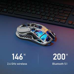 Mouse da Gaming Wireless GravaStar Mercury M1 Pro in Lega di Magnesio, PAW3395 26000DPI, Frequenza di Aggiornamento 4K, Tri-modalità, <span class=keywords><strong>Grigio</strong></span> Canna di Fucile per PC Gamer - Product Image 4